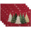 Set van 4 rode kerstboom placemats, 30 x 45 cm 1