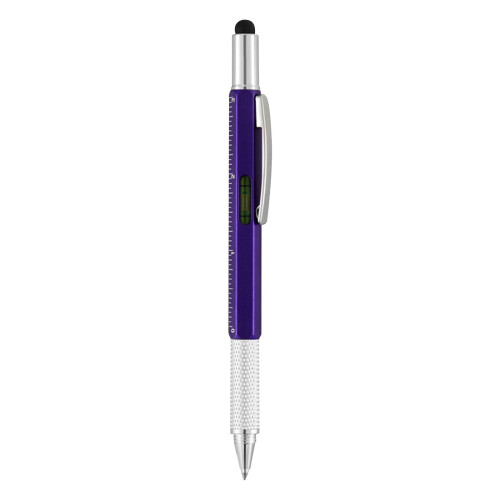 Penna a sfera multiuso viola con righello e cacciavite 1