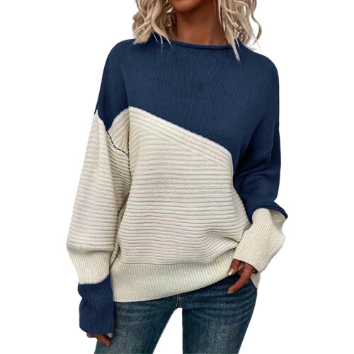 Dame casual løs strikket pullover med lange ærmer
