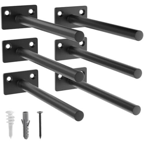 Schwarze 8"-Wandregalhalterungen (6er-Pack)