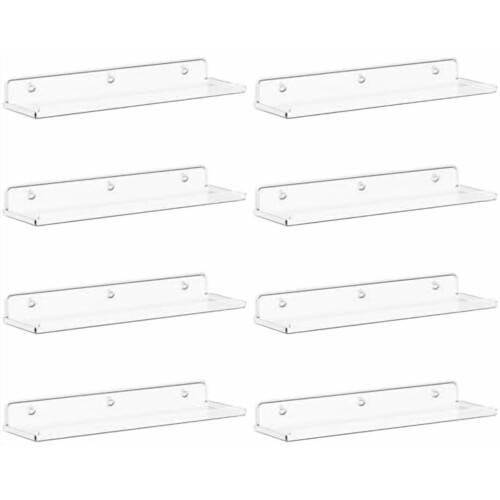 Διαφανή ακρυλικά πλωτά ράφια 15" x 4" (8 τεμάχια)
