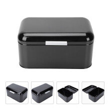 Metal Bread Box Tin Retro Kitchen Storage Jar Bread Box Storage (Black, 1pc)