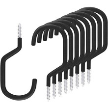 8-Pack Bike Hanger Rack, Rubber-Coated Heavy-Duty Ceiling/Wall Hooks for Bikes & Tools (Black)