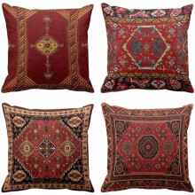 Ensemble de 4 housses de coussin Kilim géométriques, 50 x 50 cm