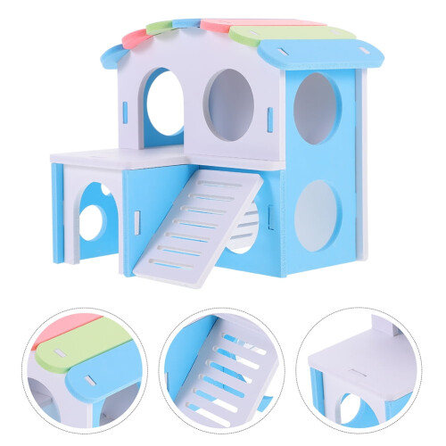 2pcs Guinea Pig Double Layer Hideout Decorative Villa House Cage Accessory 1