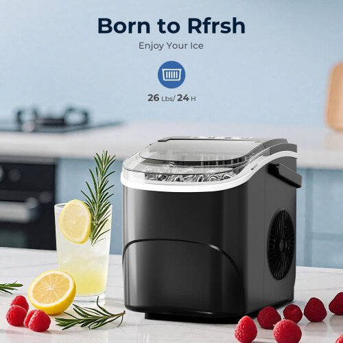 Portable Ice Maker, 26 Lb Maximum Output, Black 1