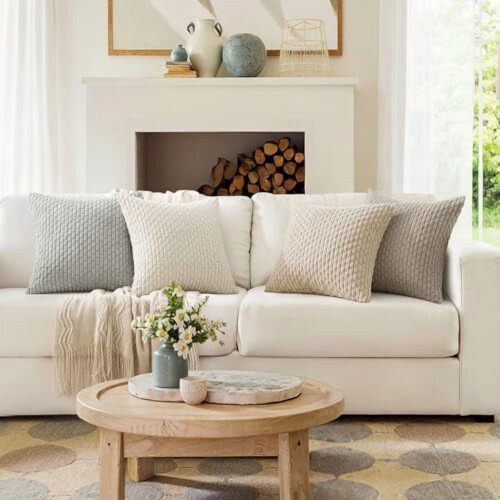 Ensemble de 4 housses de coussin en velours côtelé rayé, 45 x 45 cm 1