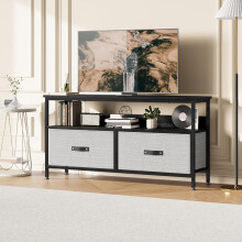 TV Stand Dresser with 2 Fabric Drawers & Open Shelf, Compatible with 32-50" TVs, Black
