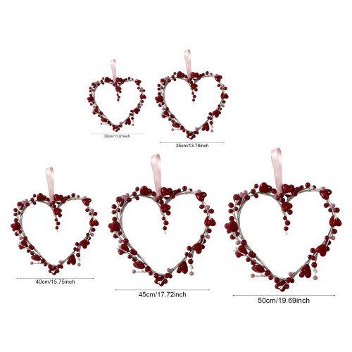 Artificial Heart Wreath Red and White 17.7 Inch 1