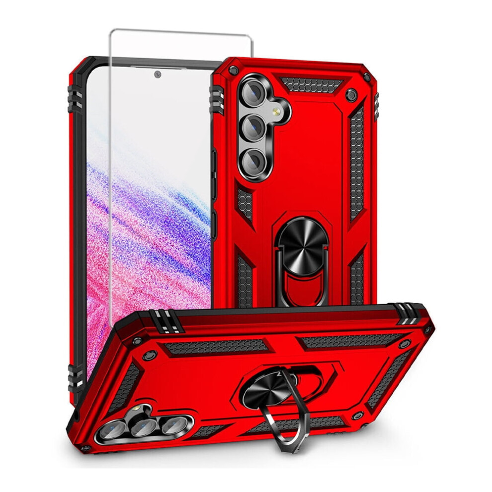 Xhy Compatible With Samsung Galaxy A54 5G Case + Screen Protector, Magnetic Ring Kickstand, Military-Grade Rugged, Detachable Â Red 9399596499222