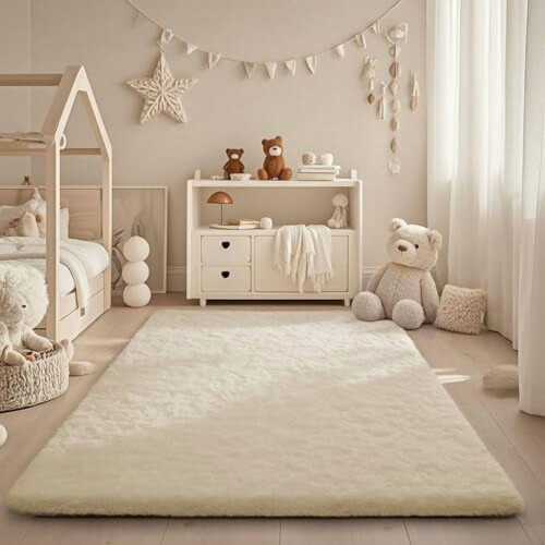 Ivory Shag Area Rug 4x6 ft – Ultra Soft Non-Slip Polyester 2