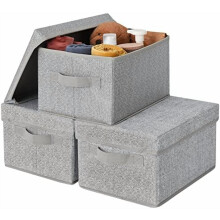 Ensemble de 3 paniers de rangement en tissu avec couvercles