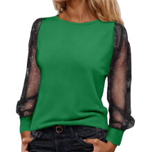 Pailletten-Top für Damen, langärmlig, modisch, locker geschnitten, mit Rundhalsausschnitt, elegant und funkelnd – perfekt für den Alltag.