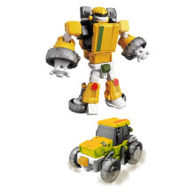15cm Light Yellow Transforming Robot Toy: Car, Aircraft, Tractor, Tank, Train – Compatible with Kids' Collectible Play