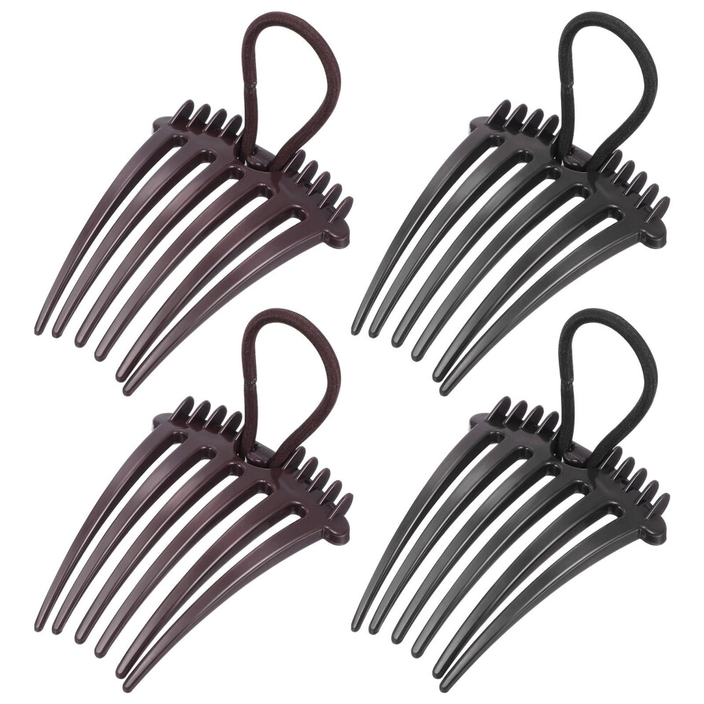 LEDMOMO 4Pcs Plastic Hair Comb Adds Volume to Ponytail for Women with Assorted Color and Simple Styles