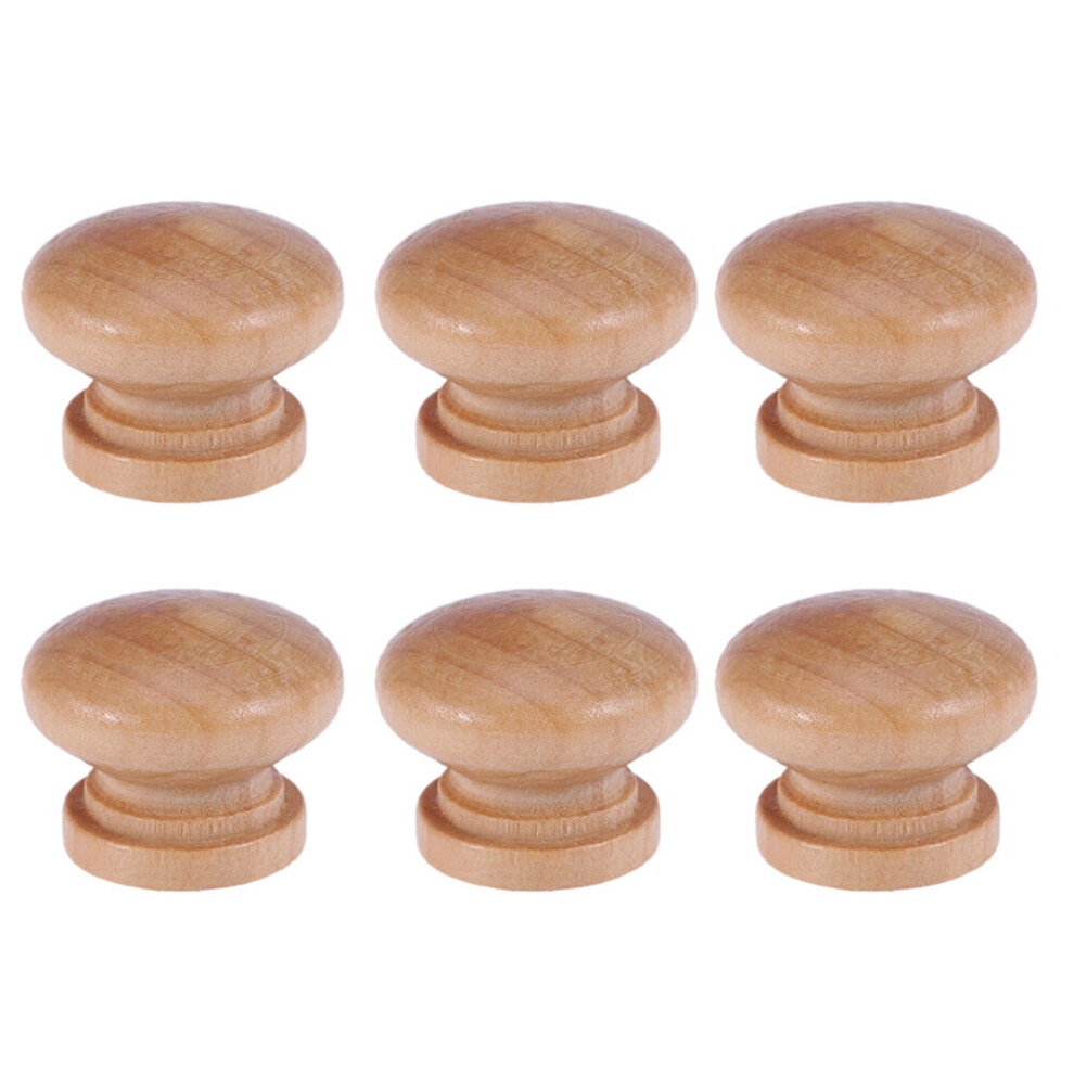 6Pcs Wood Drawer Unfinished Cabinet Knobs Pulls For Wardrobe Dresser 9399596018195