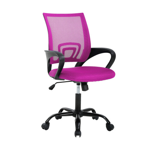 Pink Mesh Ergonomic Office Chair with Lumbar Support and