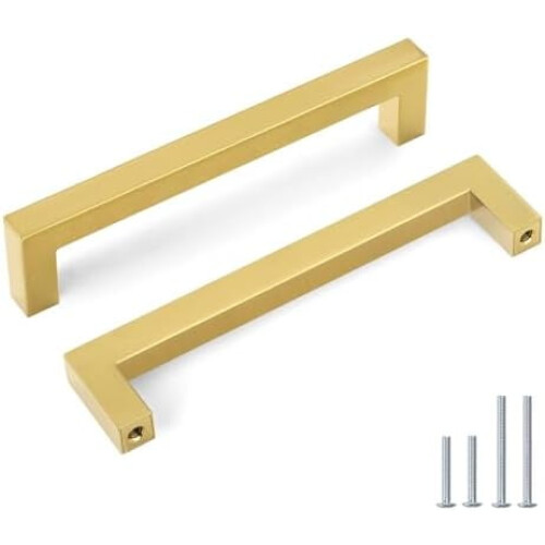 Gold Cabinet Pulls Brushed Brass 6.25 Inch 5 Pack