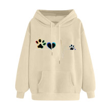 Sweat à capuche beige à manches longues et cordon de serrage pour femme (1 pièce)