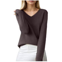 Pulls pour femmes, hauts à col en V, pulls en maille, tuniques à manches longues pour l'automne et l'hiver, pulls doux, classiques et décontractés