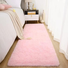 Tapis de couloir en peluche douce Ă poils longs 90 x 240 cm Gris et blanc