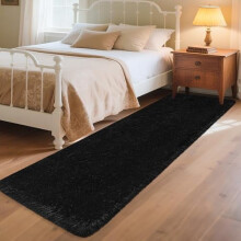 Tapis de couloir antidérapant à poils longs violet 60 x 180 cm