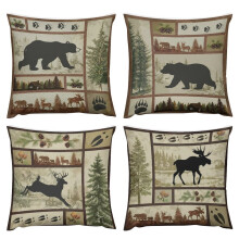 Putetrekk til Bear & Deer Cabin, sett med 4 puter, 40x40 cm