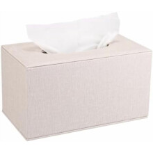 Boîte à mouchoirs rectangulaire en lin beige