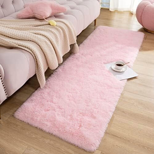Grey and White Plush Shag Runner Rug 3x5 ft 2