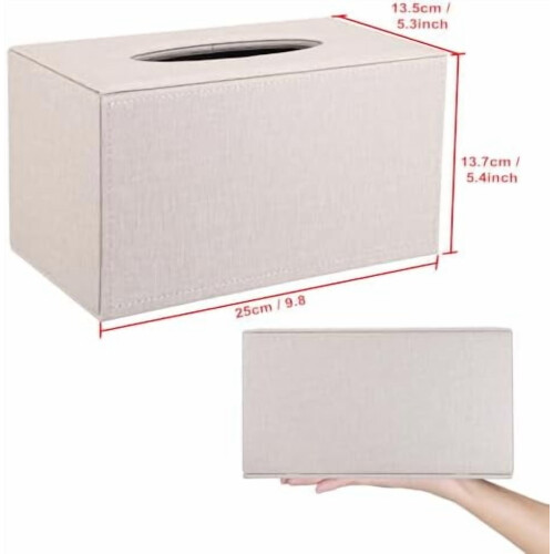 Boîte à mouchoirs rectangulaire en lin beige 2