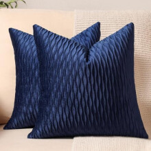 Housses de coussin en velours rayé marine 22x22 pouces (paquet de 2)