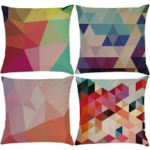 Lot de 4 housses de coussin géométriques en velours rouge et bleu 20x20 pouces