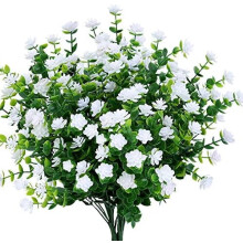 Kunstige blomster hvide UV-resistente 4-pak