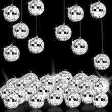 Mini zilveren discoballenset 1,2 inch 36 stuks