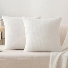 Lot de 2 housses de coussin en coton à carreaux rouges et blancs, 51 x 91 cm