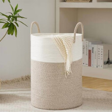 72L Cotton Rope Collapsible Laundry Basket with Reinforced Handles – Brown, Compatible with Laundry Room, Bedroom, Bathroom