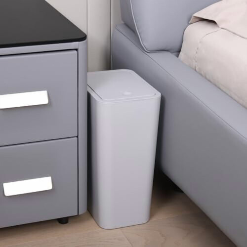 10L Slim Pop-Up Lid Trash Can – 2.6 Gal, Grey, 2 Pack 2