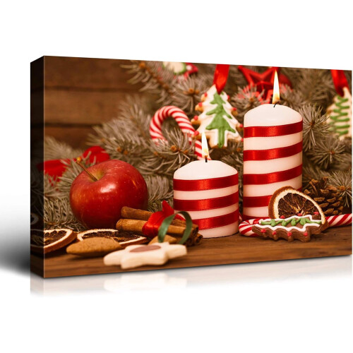 Groot kerstcanvas wanddecoratie - Kerstmanontwerp (zonder lijst)