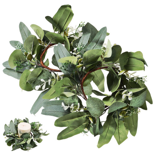 Silkkikukkakynttiläkranssi 25cm vihreä 2