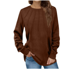 Blusas de manga larga con cuello redondo, estilo túnica, informales y de moda para mujer.