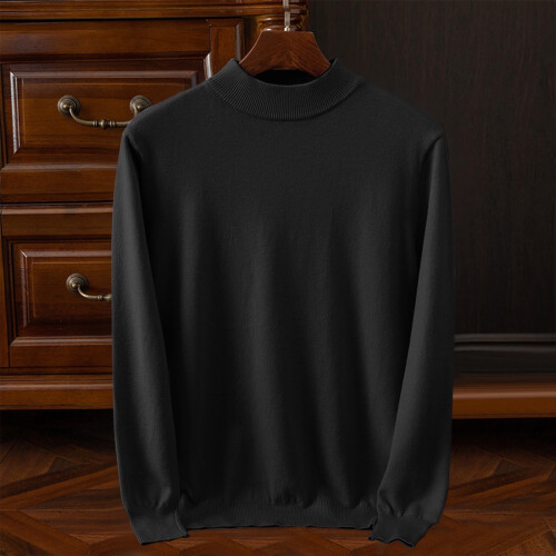 Herrenmode Stehkragenpullover Herbst Winter Freizeit Einfarbig Thermopullover Warm Strickpullover Top Herrenpullover (Schwarz #1, L) 1
