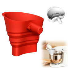 Silicone Flour Funnel for Stand Mixers, Collapsible Wide Mouth Chute, Mixer Attachment