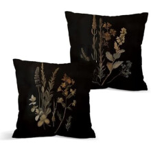 Housses de coussin à motifs floraux botaniques 45 x 45 cm (18 x 18 pouces) en mélange de coton