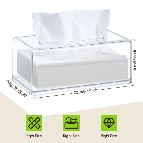 Boîte distributrice de mouchoirs rectangulaire transparente – 1 pièce 2