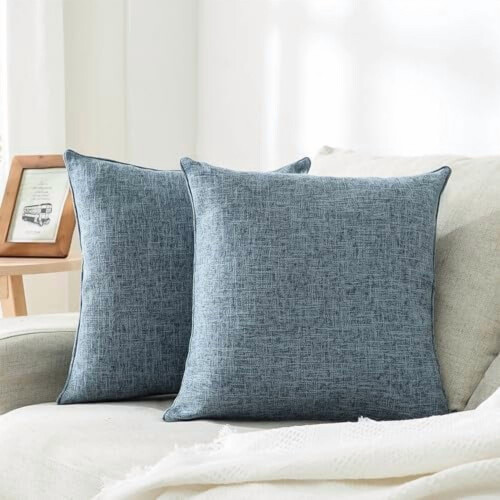 Ensemble de 4 housses de coussin effet lin, 45 x 45 cm