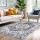 Washable faux wool area rug 4x6 ft grey 1