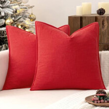 Housses de coussin en lin et coton 50x50cm, style bohème à volants