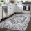 Washable faux wool area rug 4x6 ft grey 3