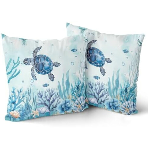 Conjunto de 2 capas de almofada decorativas com tema náutico, 45x45 cm