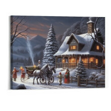 Kerstcanvas wanddecoratie 20x16 inch handgemaakt